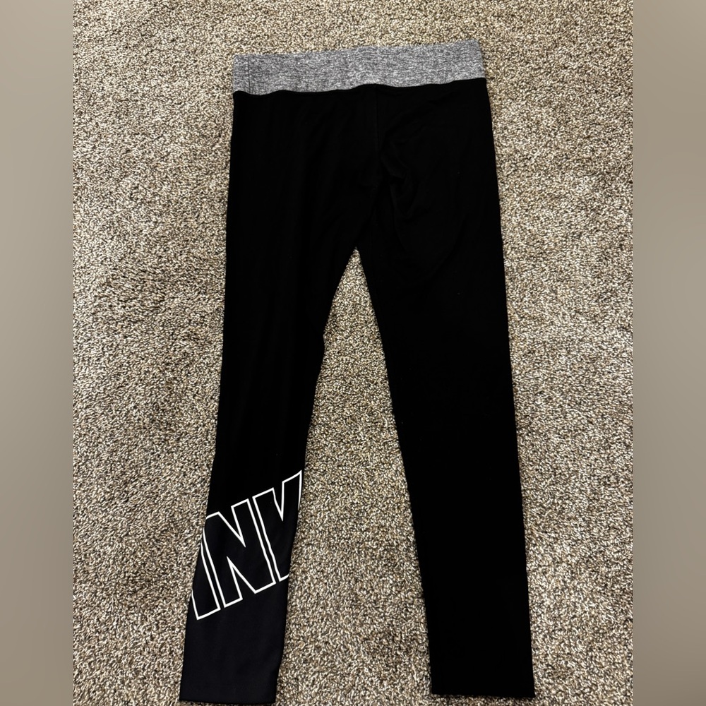 PINK Victoria's Secret Black Leggings with Gray Waistband